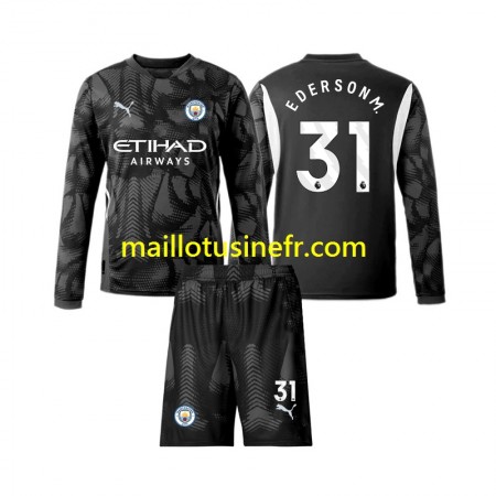 Maillot de Foot Manchester City Ederson Moraes 31 Quatrième Gardien 2024-25 Manches Longues - Enfant